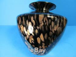 Vintage Murano V. Nason Large Art Glass Vase Black, Copper Aventurine 9.5tall