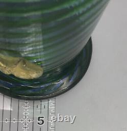 Vintage Murano Vase AVeM hand blown glass swirls blue green pedestal