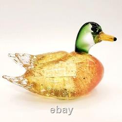 Vintage Murano Venetian Blown Art Glass Mallard Duck Amber