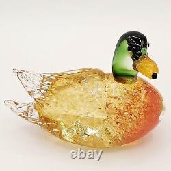 Vintage Murano Venetian Blown Art Glass Mallard Duck Amber