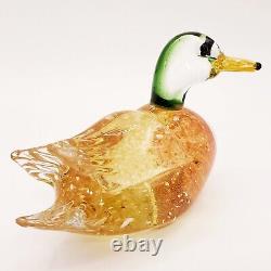 Vintage Murano Venetian Blown Art Glass Mallard Duck Amber