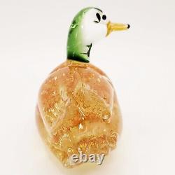 Vintage Murano Venetian Blown Art Glass Mallard Duck Amber