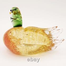 Vintage Murano Venetian Blown Art Glass Mallard Duck Amber