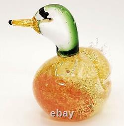 Vintage Murano Venetian Blown Art Glass Mallard Duck Amber