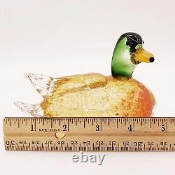 Vintage Murano Venetian Blown Art Glass Mallard Duck Amber