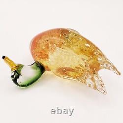 Vintage Murano Venetian Blown Art Glass Mallard Duck Amber