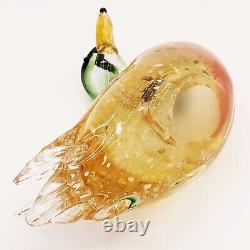 Vintage Murano Venetian Blown Art Glass Mallard Duck Amber