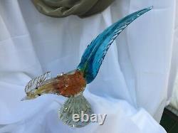 Vintage Murano Venetian Hand-blown Glass Pheasants with Gold Leaf Fleck