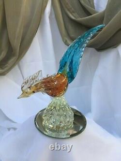 Vintage Murano Venetian Hand-blown Glass Pheasants with Gold Leaf Fleck
