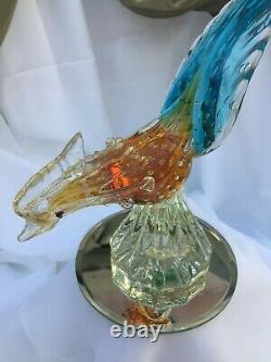 Vintage Murano Venetian Hand-blown Glass Pheasants with Gold Leaf Fleck