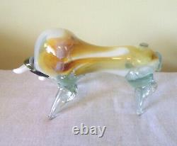 Vintage Murano Venice Italy Hand Blown Art Glass Mid-century Bull Figure