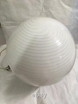 Vintage Murano Vetri Italian Glass Balloon Lamp White Swirl Art Glass LPO