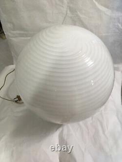 Vintage Murano Vetri Italian Glass Balloon Lamp White Swirl Art Glass LPO