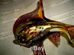 Vintage Murano Vinini Italian Hand Blown Colorful Art Glass Large Dolphin Fish