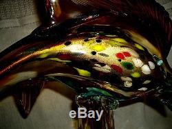 Vintage Murano Vinini Italian Hand Blown Colorful Art Glass Large Dolphin Fish