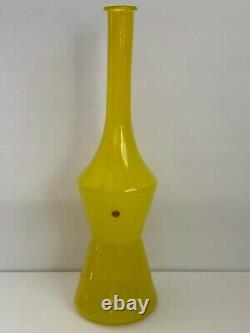 Vintage Murano Yellow Blown Glass Bottle Vase