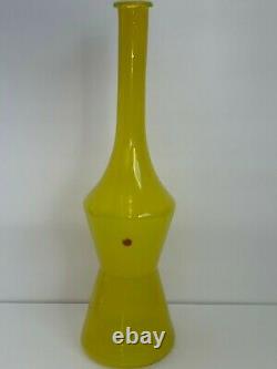 Vintage Murano Yellow Blown Glass Bottle Vase