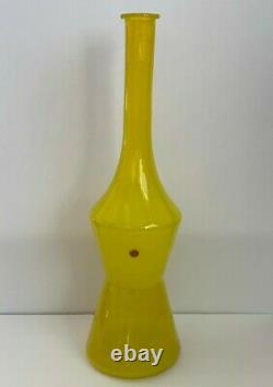 Vintage Murano Yellow Blown Glass Bottle Vase