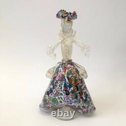 Vintage Murano glass blown dancing couple murrina millefiori + clear gold