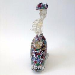 Vintage Murano glass blown dancing couple murrina millefiori + clear gold