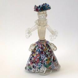 Vintage Murano glass blown dancing couple murrina millefiori + clear gold