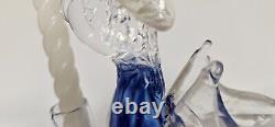 Vintage Murano hand blown glass angels blue gold candle holders 8