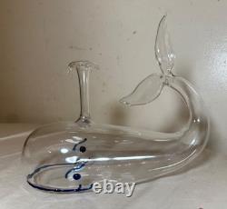Vintage Murano hand blown glass whale fish liquor wine decanter bottle sculpture