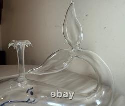 Vintage Murano hand blown glass whale fish liquor wine decanter bottle sculpture