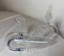 Vintage Murano hand blown glass whale fish liquor wine decanter bottle sculpture