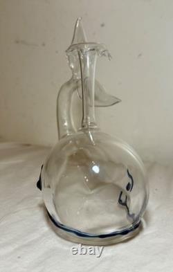 Vintage Murano hand blown glass whale fish liquor wine decanter bottle sculpture