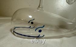 Vintage Murano hand blown glass whale fish liquor wine decanter bottle sculpture