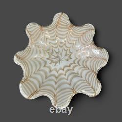 Vintage Murano hand-blown white and gold aventurine art glass Centerpiece bowl