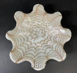 Vintage Murano hand-blown white and gold aventurine art glass Centerpiece bowl