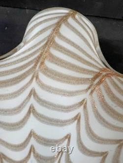 Vintage Murano hand-blown white and gold aventurine art glass Centerpiece bowl