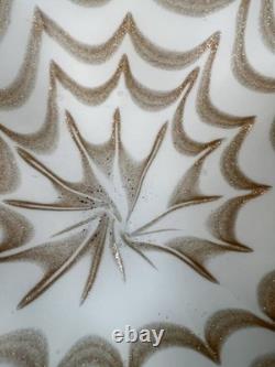 Vintage Murano hand-blown white and gold aventurine art glass Centerpiece bowl