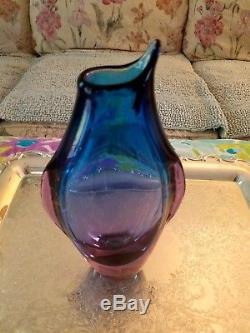 Vintage Murano somerso style Penguin vase Flavio poli hand blown glass