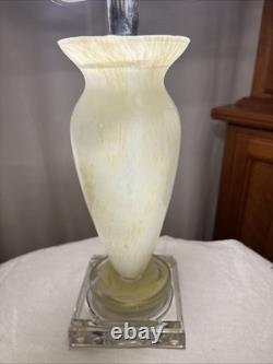 Vintage Murano style hand blown art glass lamp wavy ruffle shade cream/white