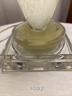 Vintage Murano style hand blown art glass lamp wavy ruffle shade cream/white