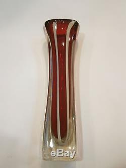 Vintage Old Art Heavy Glass Modernism Vase Murano Hand Blown, 13 Tall