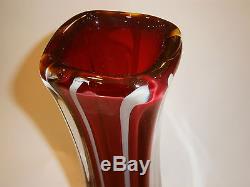 Vintage Old Art Heavy Glass Modernism Vase Murano Hand Blown, 13 Tall