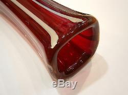 Vintage Old Art Heavy Glass Modernism Vase Murano Hand Blown, 13 Tall