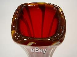 Vintage Old Art Heavy Glass Modernism Vase Murano Hand Blown, 13 Tall