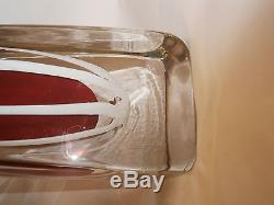 Vintage Old Art Heavy Glass Modernism Vase Murano Hand Blown, 13 Tall