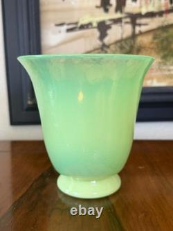 Vintage Opalescent Green Art Glass Vase Possible Murano Hand Blown 6