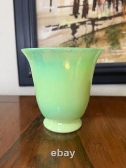 Vintage Opalescent Green Art Glass Vase Possible Murano Hand Blown 6