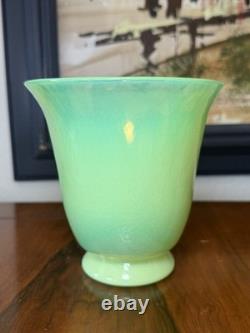 Vintage Opalescent Green Art Glass Vase Possible Murano Hand Blown 6