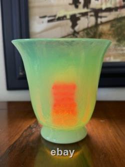 Vintage Opalescent Green Art Glass Vase Possible Murano Hand Blown 6
