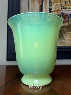 Vintage Opalescent Green Art Glass Vase Possible Murano Hand Blown 6