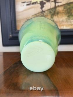 Vintage Opalescent Green Art Glass Vase Possible Murano Hand Blown 6