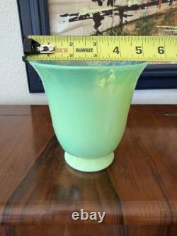 Vintage Opalescent Green Art Glass Vase Possible Murano Hand Blown 6